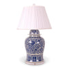 30" Blue & White Lotus Scroll Temple Jar Lamp by Avala