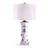 31" Blue & White Eight Treasures Beaker Vase Lamp by Avala