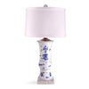 31" Blue & White Eight Treasures Beaker Vase Lamp by Avala