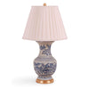 31" Blue and White Canton Ovoid Vase Table Lamp by Avala