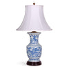 31" Blue and White Canton Ovoid Vase Table Lamp by Avala