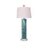 31" Mottled Teal Jade Cylindrical Oval Shaped Table Lamp by East Enterprises