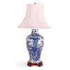 33" Blue & White Begonia-Shaped Phoenix Vase Lamp by Avala