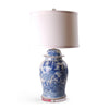 33" Blue & White Peacock and Peony Temple Jar Lamp by Avala