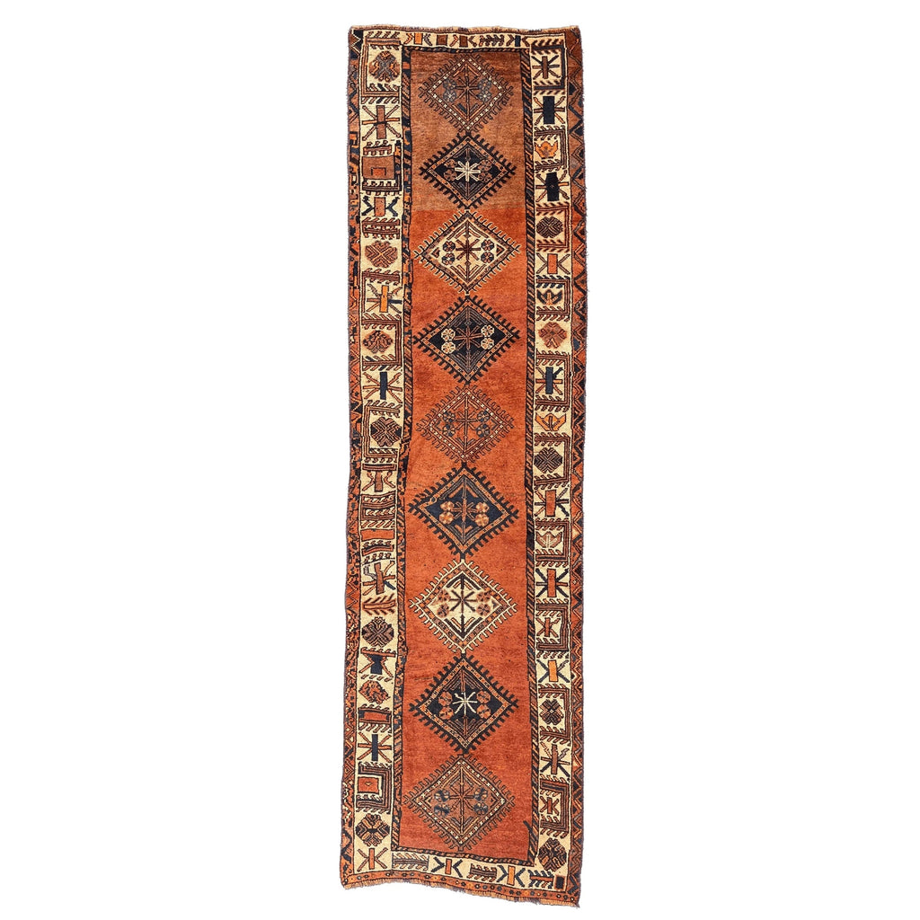 Antique Kurdish Kazak Tribal Runner, 3'8" x 13' by Antique