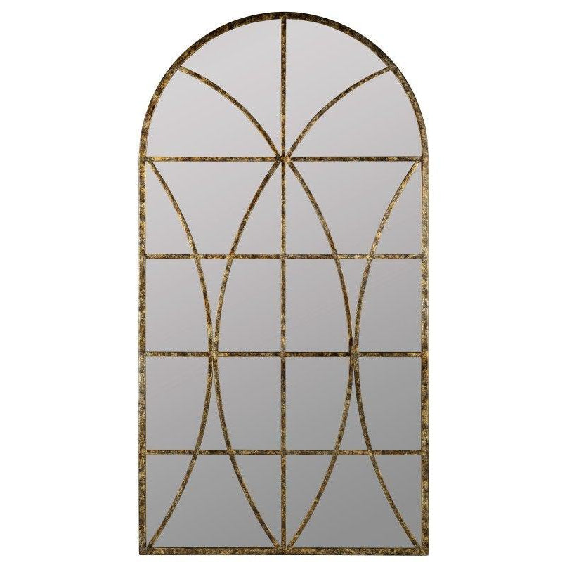 Arched Antique Gold and Black Metal Wall Mirror with Aged Gold and Black Overlay by Cooper Classics