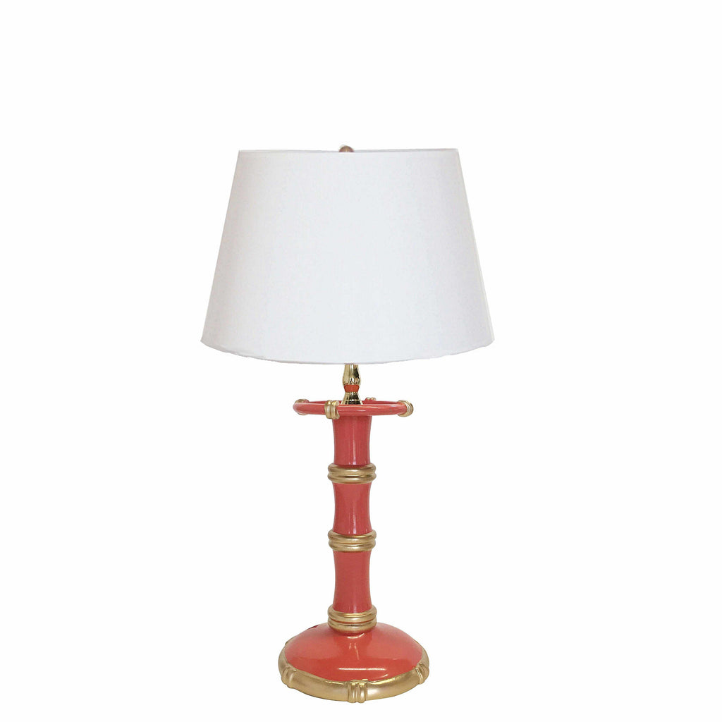 Bamboo Candle Stick Lamp in Coral by Dana Gibson