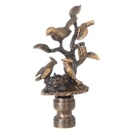 Birds on Branch Finial in Antique Brass by B&P Lamp Supply