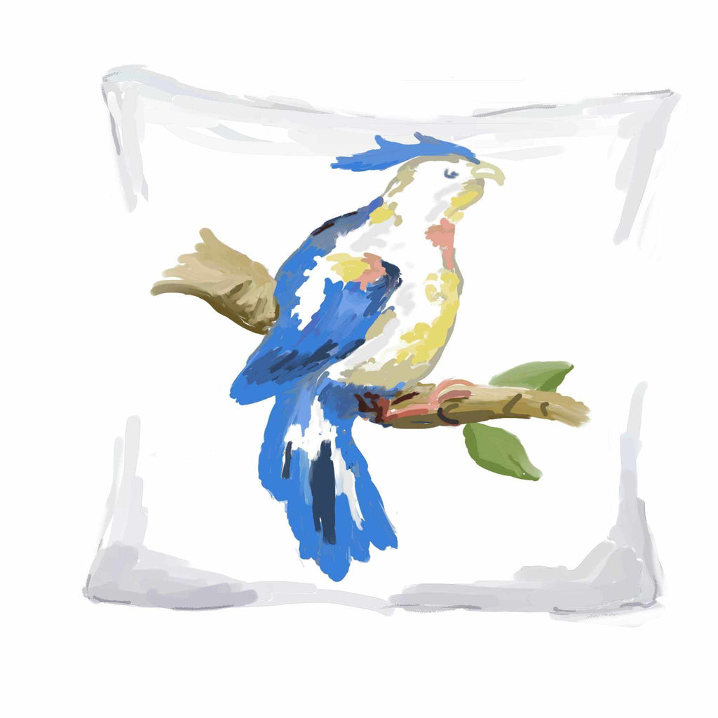 Blue Parrot Pillow, 18" by Dana Gibson