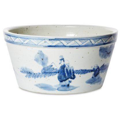 Blue & White Cachepot with Figural Scene by Dessau Home