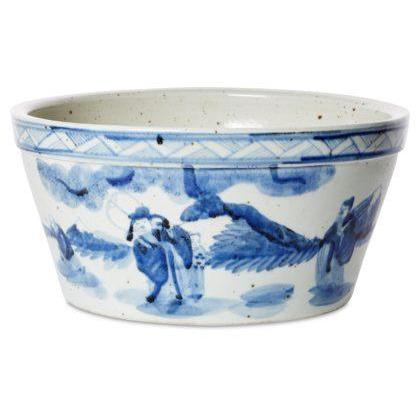 Blue & White Cachepot with Figural Scene by Dessau Home