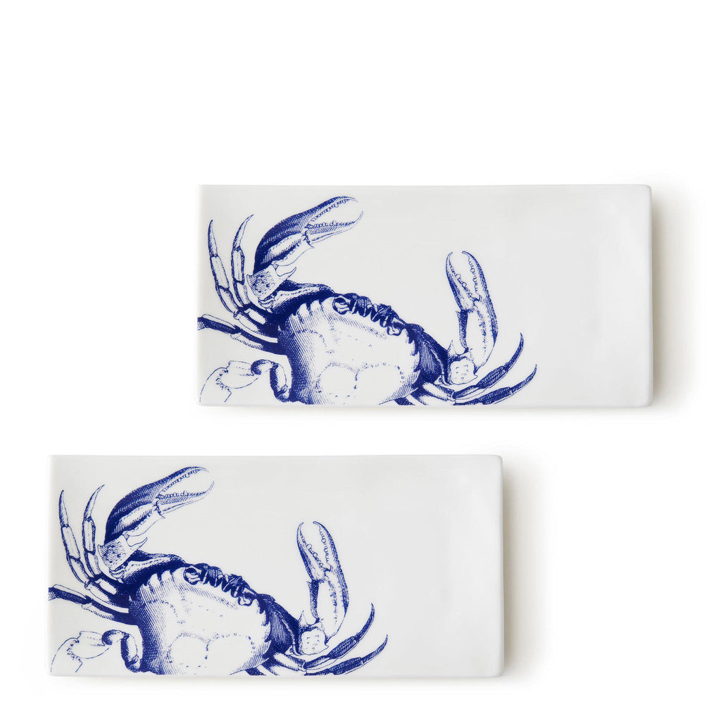 Blue and White Crab Sushi Trays (Set of 2) by Caskata