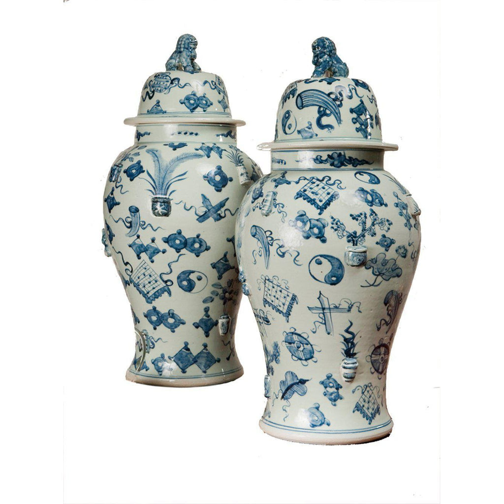 Blue and White Porcelain Temple Jar by Dessau Home