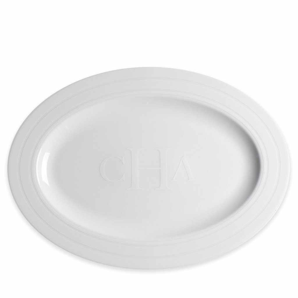 Cambridge Stripe White Medium Oval Platter** by Caskata