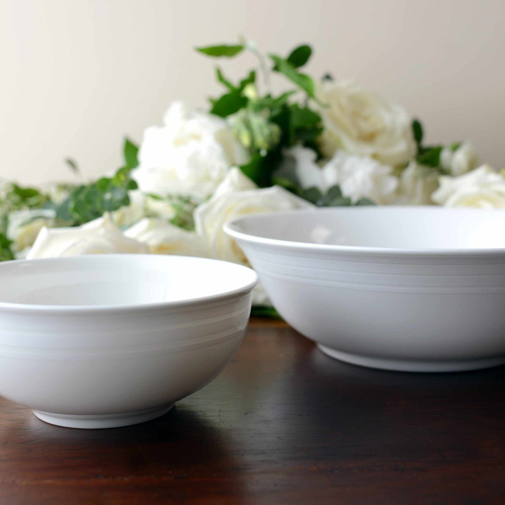 Cambridge Stripe White Medium Serving Bowl** by Caskata