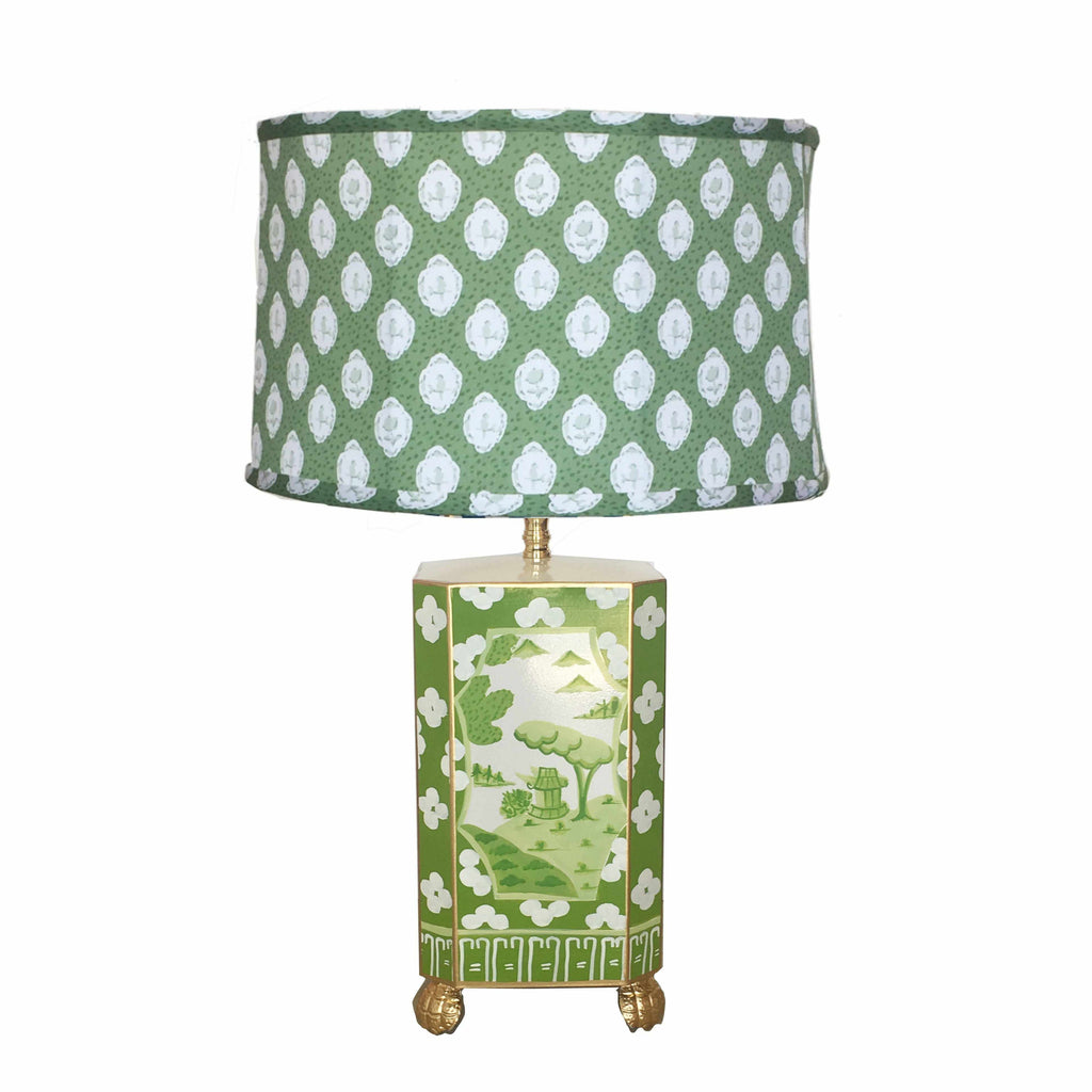 Canton in Green Lamp with Green Bellamy Shade, Small by Dana Gibson