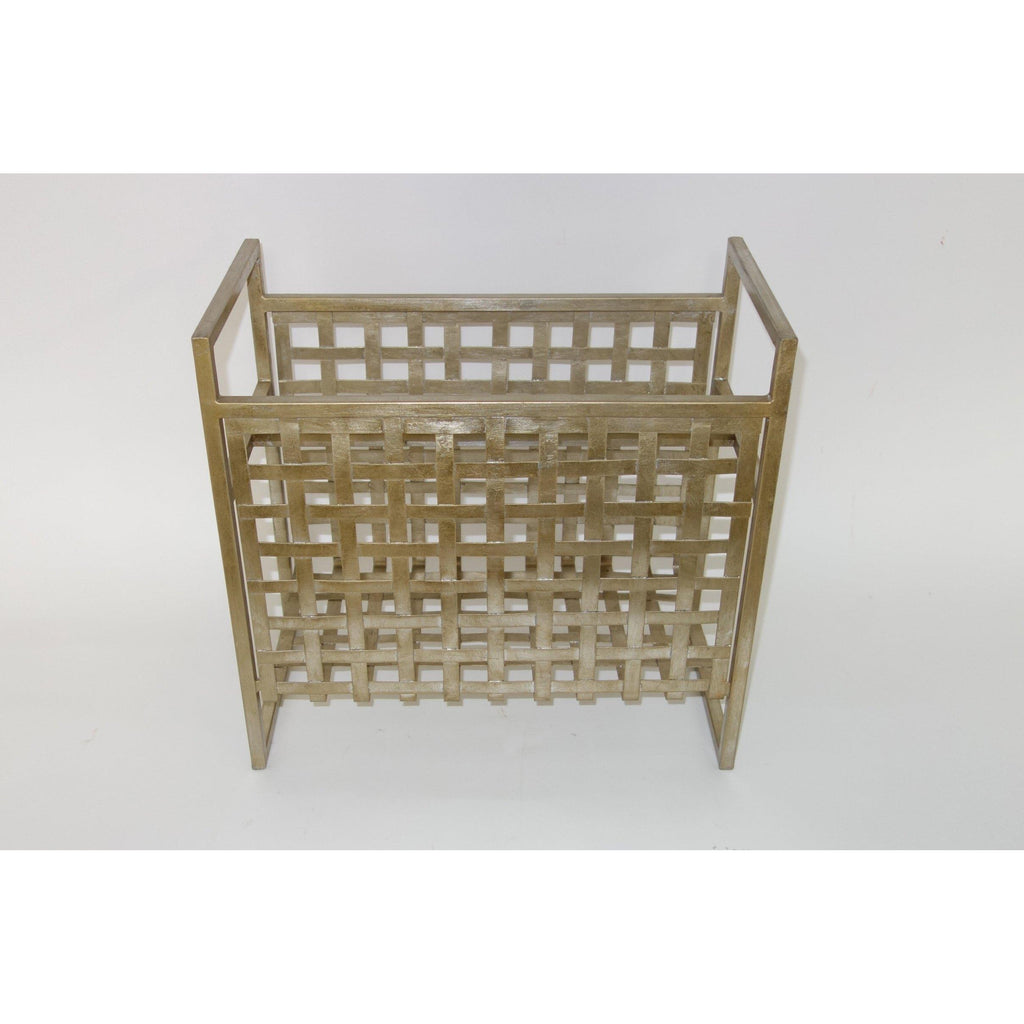 Champagne Silver Woven Magazine Holder by Dessau Home