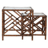 Chinese Chippendale Rattan Nesting Tables, Set of Two by David Francis Furniture
