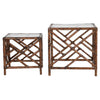 Chinese Chippendale Rattan Nesting Tables, Set of Two by David Francis Furniture