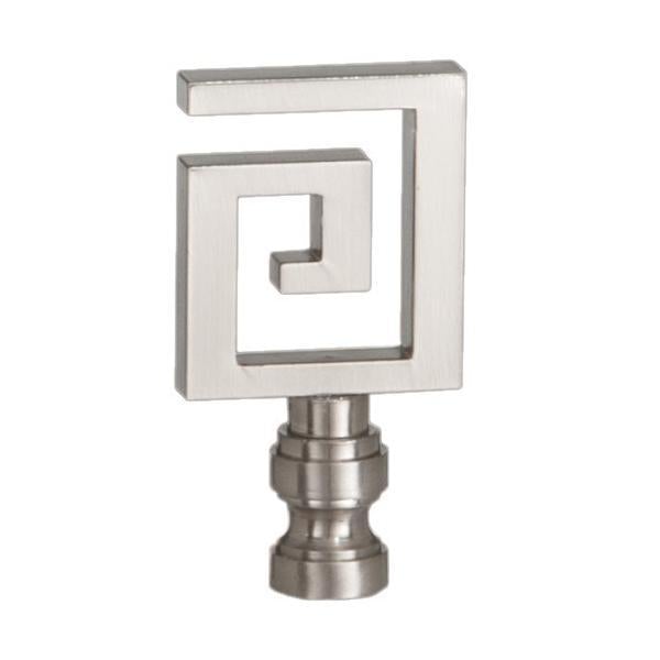 Chinese Meander 'Greek Key' Fret Finial, Nickel Finish by B&P Lamp Supply