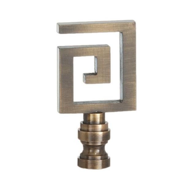Chinese Meander 'Greek Key' Fret Finial in Brass Finish by B&P Lamp Supply
