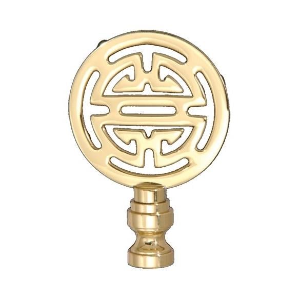 Chinese Shou Longevity Finial in Polished Brass by B&P Lamp Supply