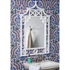 Chinoiserie Shing White Lacquered 42" Pagoda Mirror by Cooper Classics