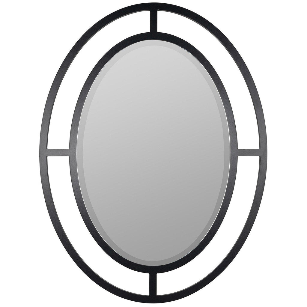 Compass Rose 40" Elle Oval Wall Mirror, Black by Cooper Classics