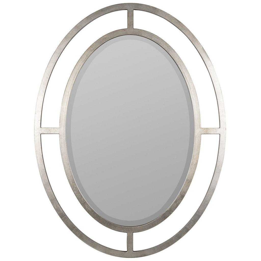 Compass Rose 40" Elle Oval Wall Mirror, Silver Finish by Cooper Classics