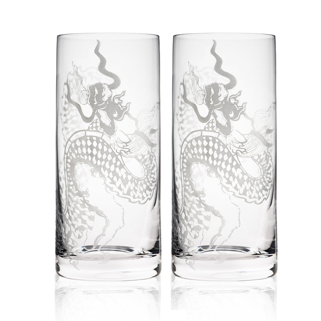 Dragon Motif Highball Glasses (Set of 2) by Caskata