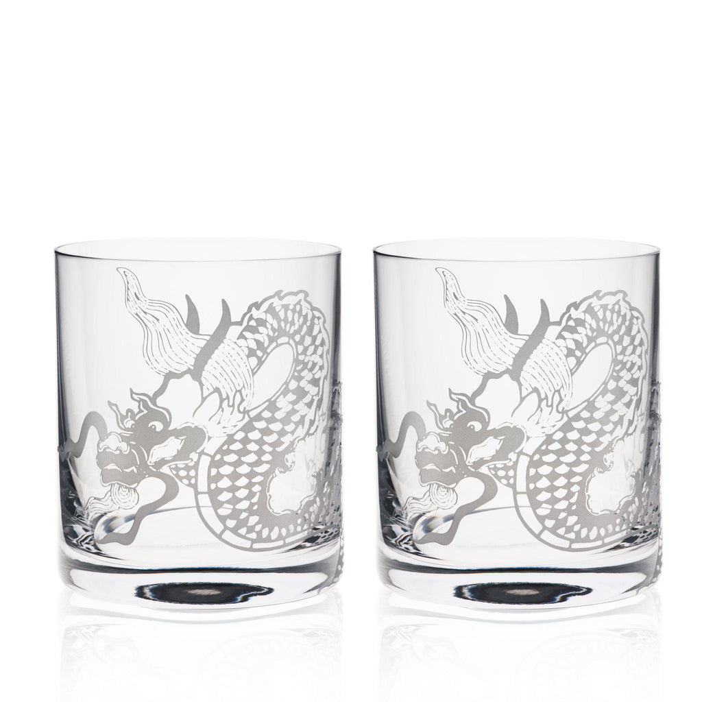 Dragon Motif Rocks Glasses (Set of 2) by Caskata