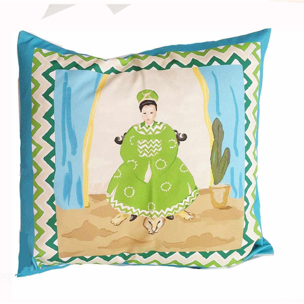 Empress Pillow in Turquoise by Dana Gibson