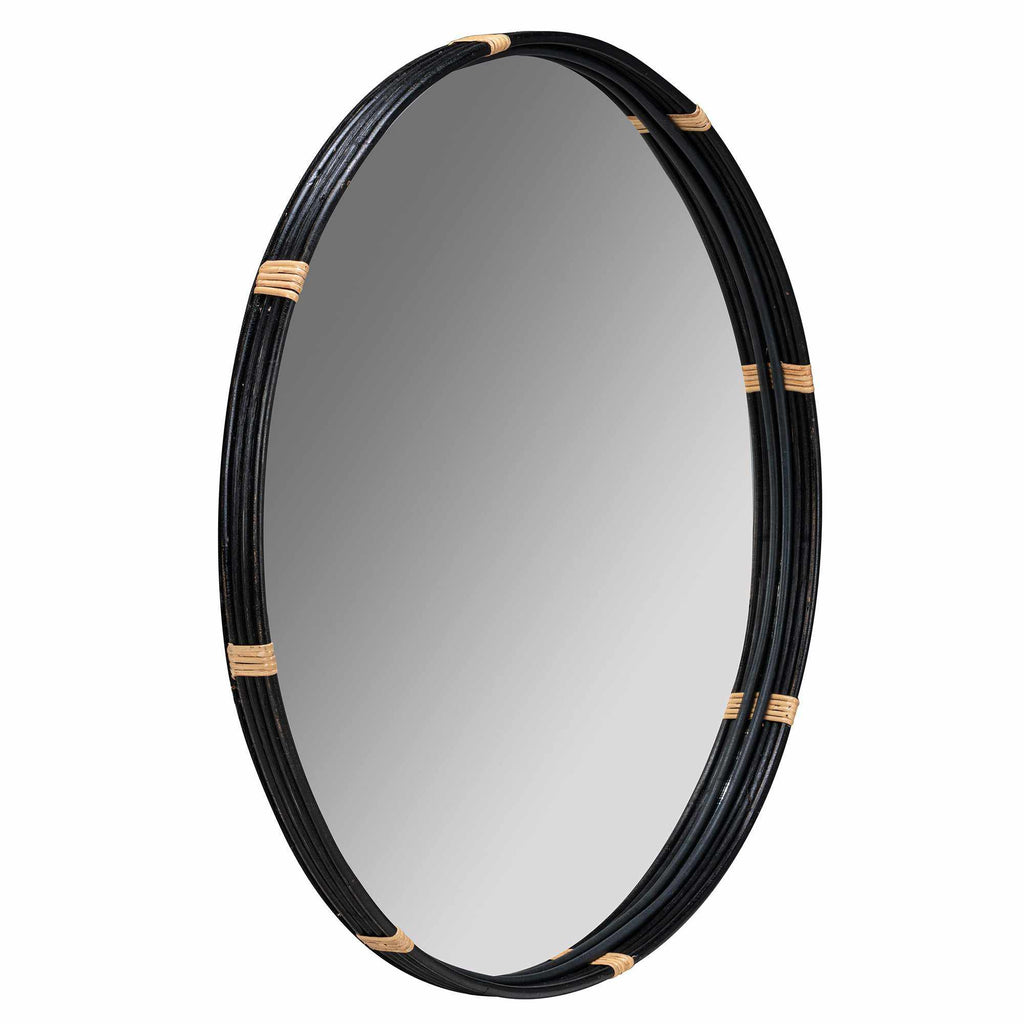Evan Black and Natural Finish Rattan Wall Mirror by Cooper Classics