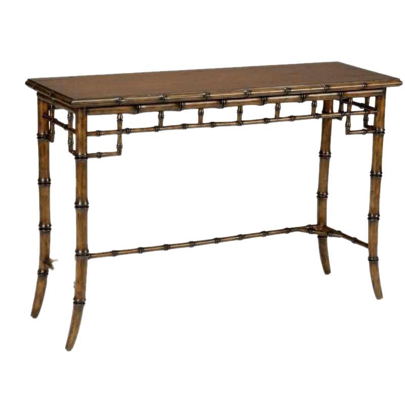 Faux Bamboo Console Table with Walnut Finish by Chelsea House