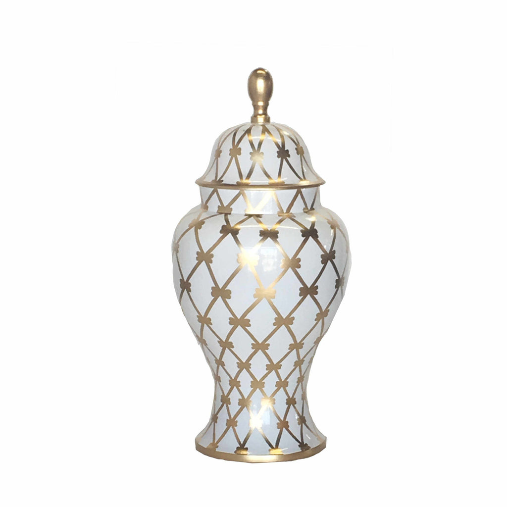 Ginger Jar, Medium 15"H with French Twist in Gold by Dana Gibson