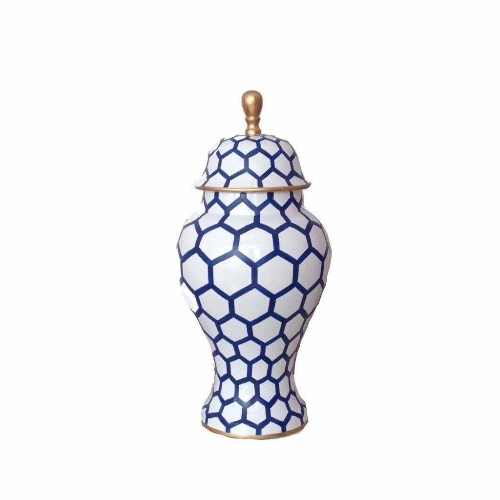 Ginger Jar, Small 12"H in Blue Mesh by Dana Gibson