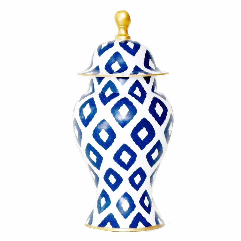 Ginger Jar, Small 12"H in Navy Baratta by Dana Gibson