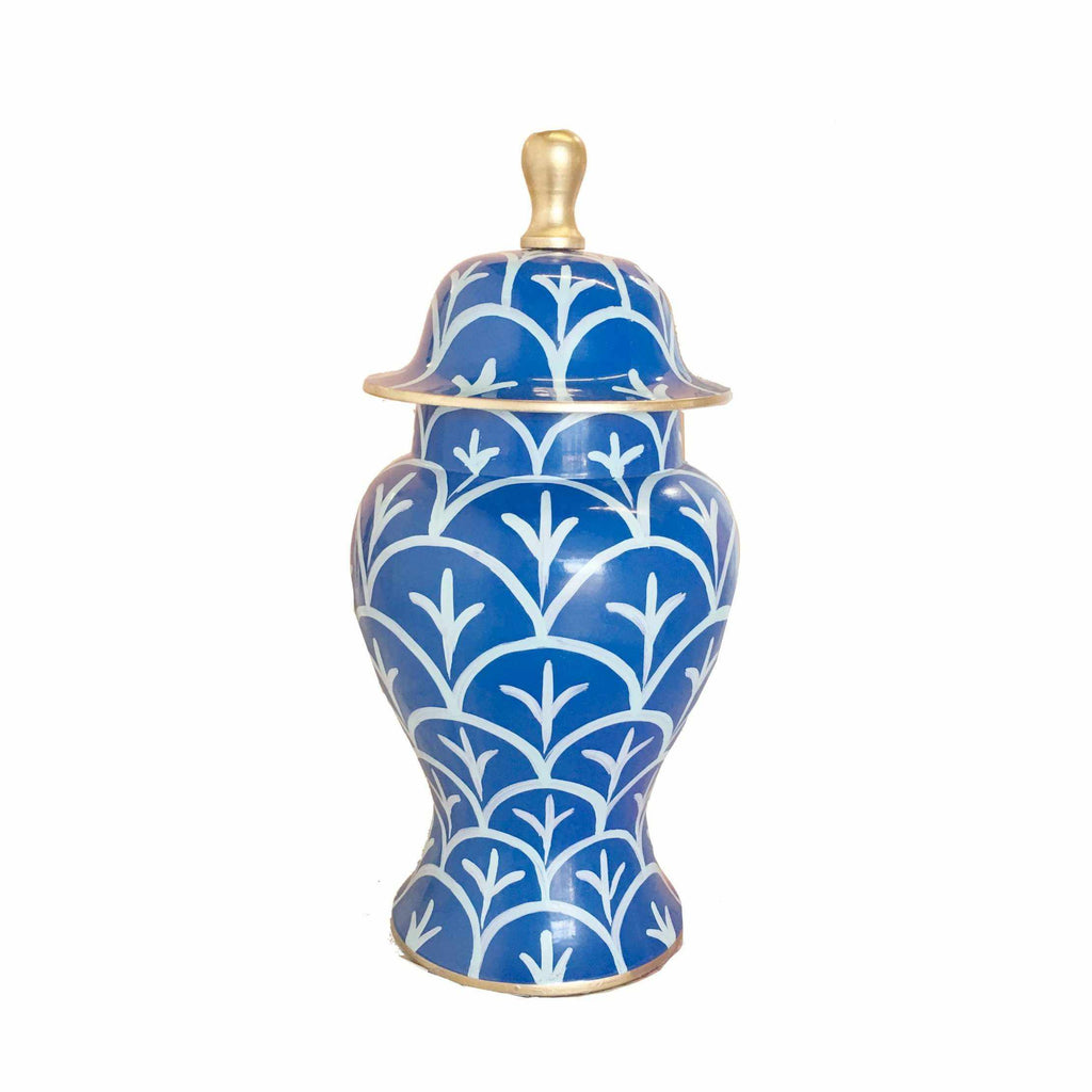 Ginger Jar, Small 12"H in Navy Bedford by Dana Gibson