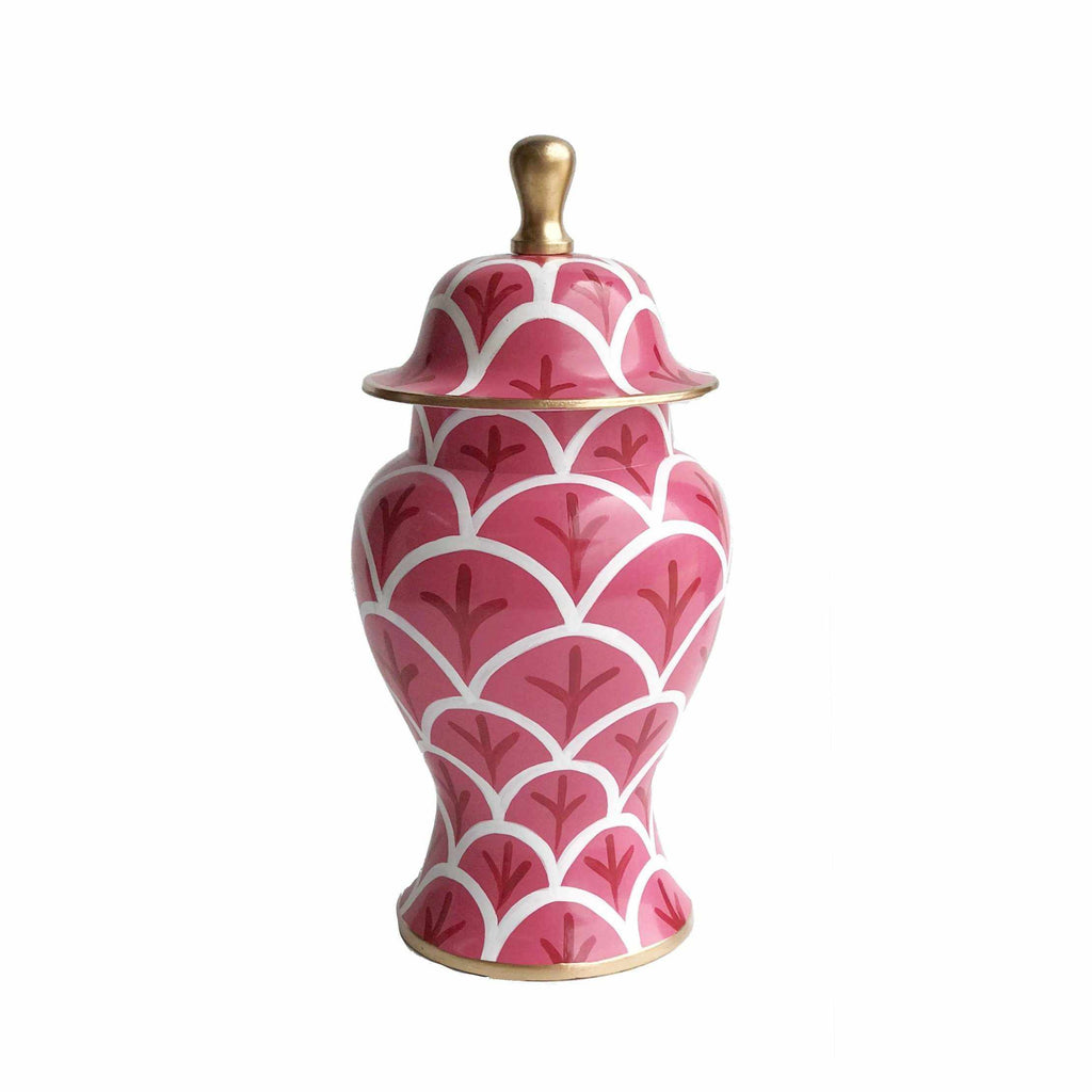 Ginger Jar, Small 12"H in Pink Bedford by Dana Gibson