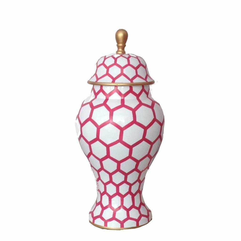 Ginger Jar, Small 12"H in Pink Mesh by Dana Gibson