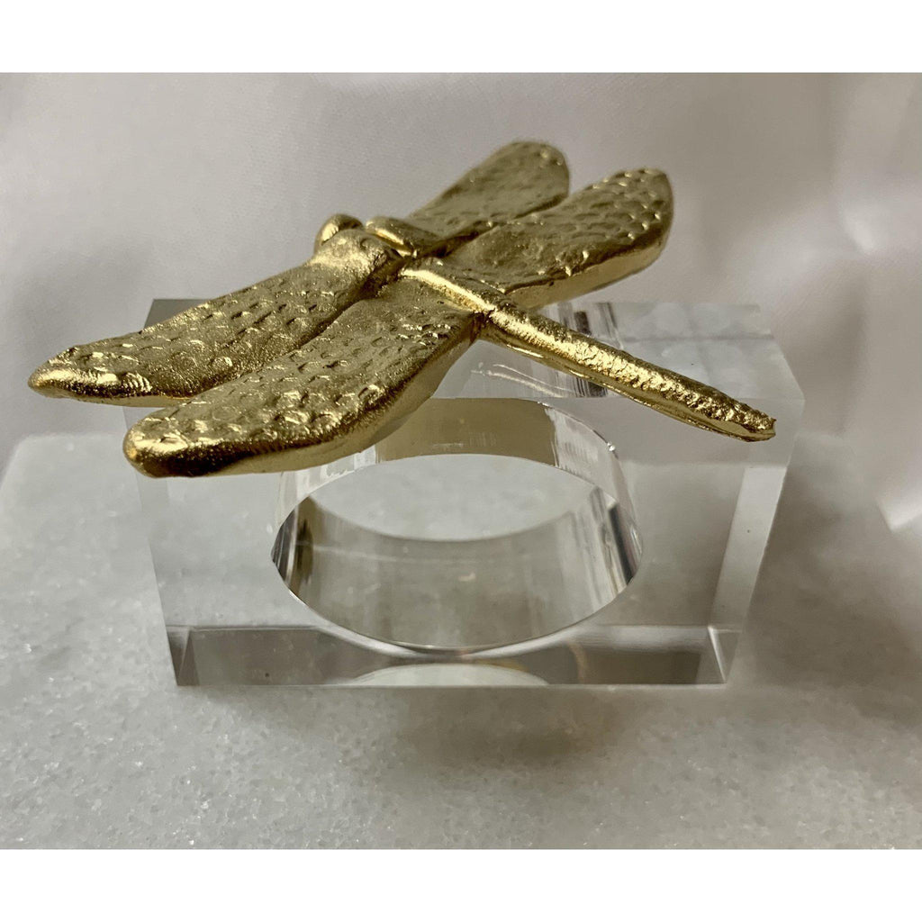 Gold Leaf Dragonfly Napkin Rings / Set of 4 by Southern Tribute