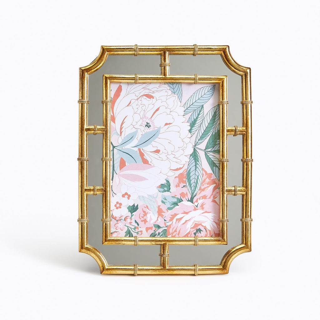 Golden Bamboo Fretwork 5" x 7" Photo Frame with Mirrored Border by Two's Company