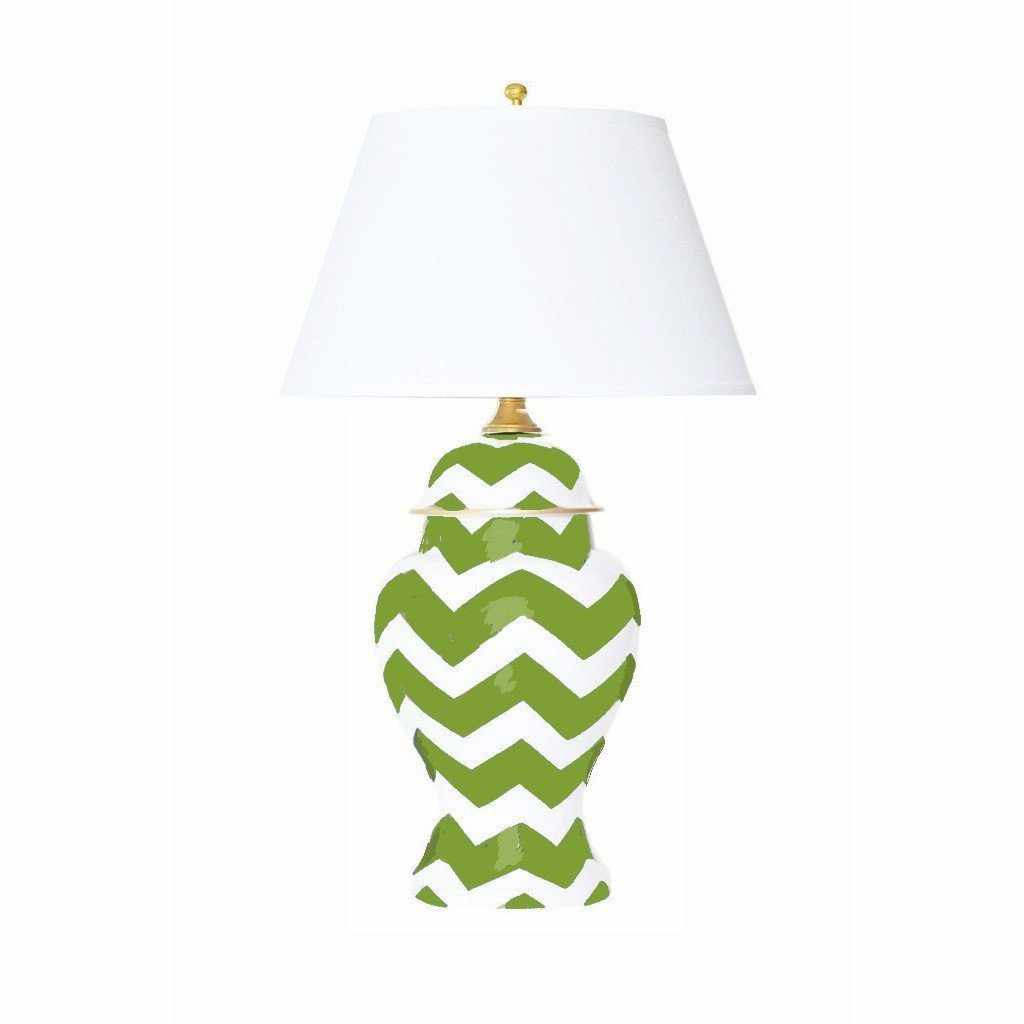 Green Bargello Ginger Jar Lamp by Dana Gibson