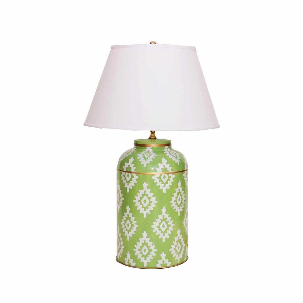 Green Block Print Tea caddy Lamp by Dana Gibson