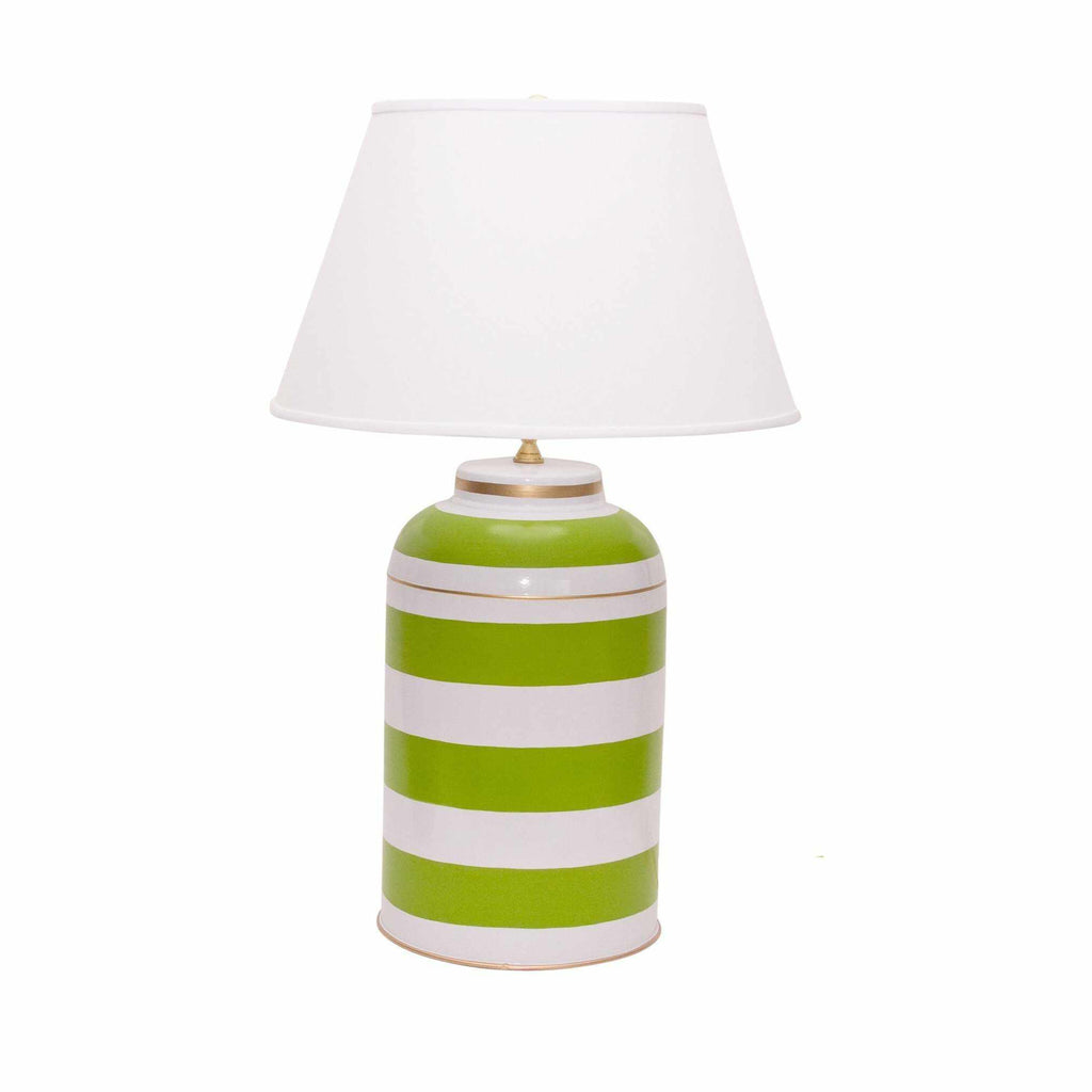 Green Stripe Tea Caddy Lamp by Dana Gibson