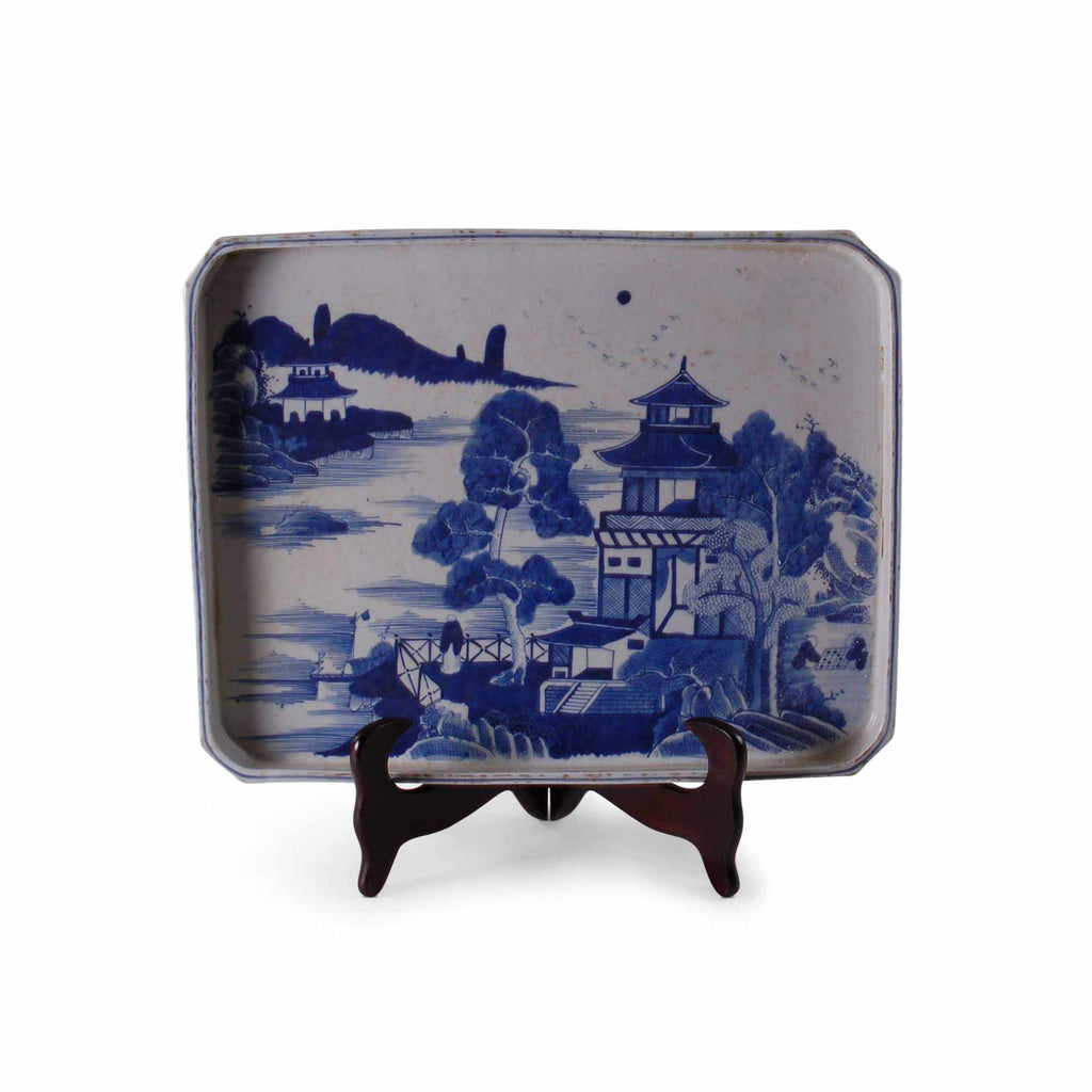Hand-Painted Blue & White Canton Tray by Avala