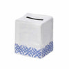 Haute Home Hand-Embroidered Linen Chinois Tissue Box Cover - BLUE by Haute Home