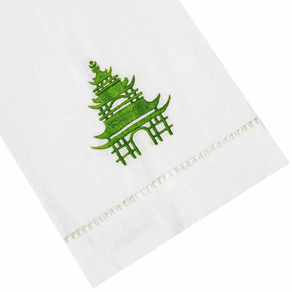 Haute Home Linen Pagoda Tip Towel - GREEN by Haute Home