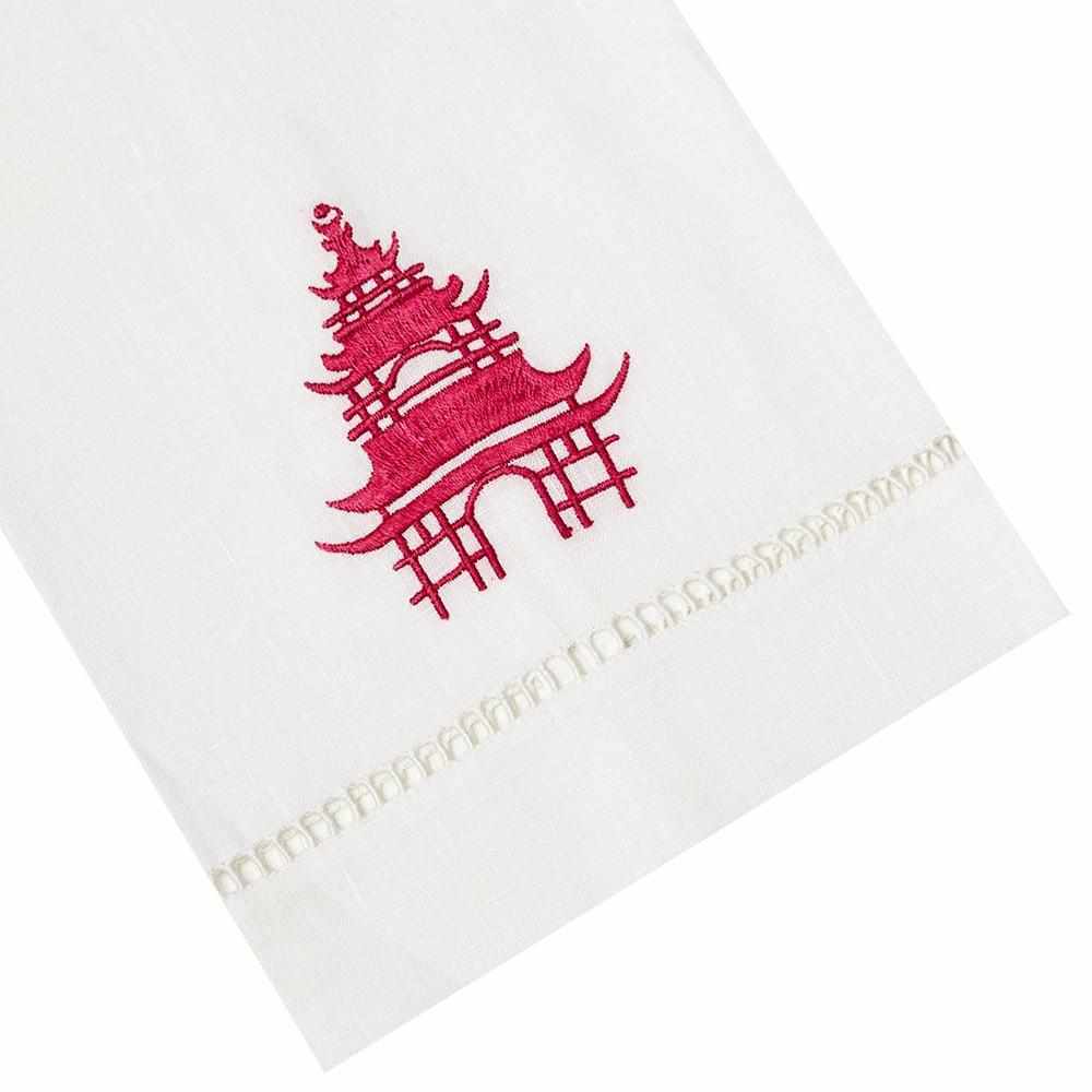 Haute Home Linen Pagoda Tip Towel - HOT PINK by Haute Home