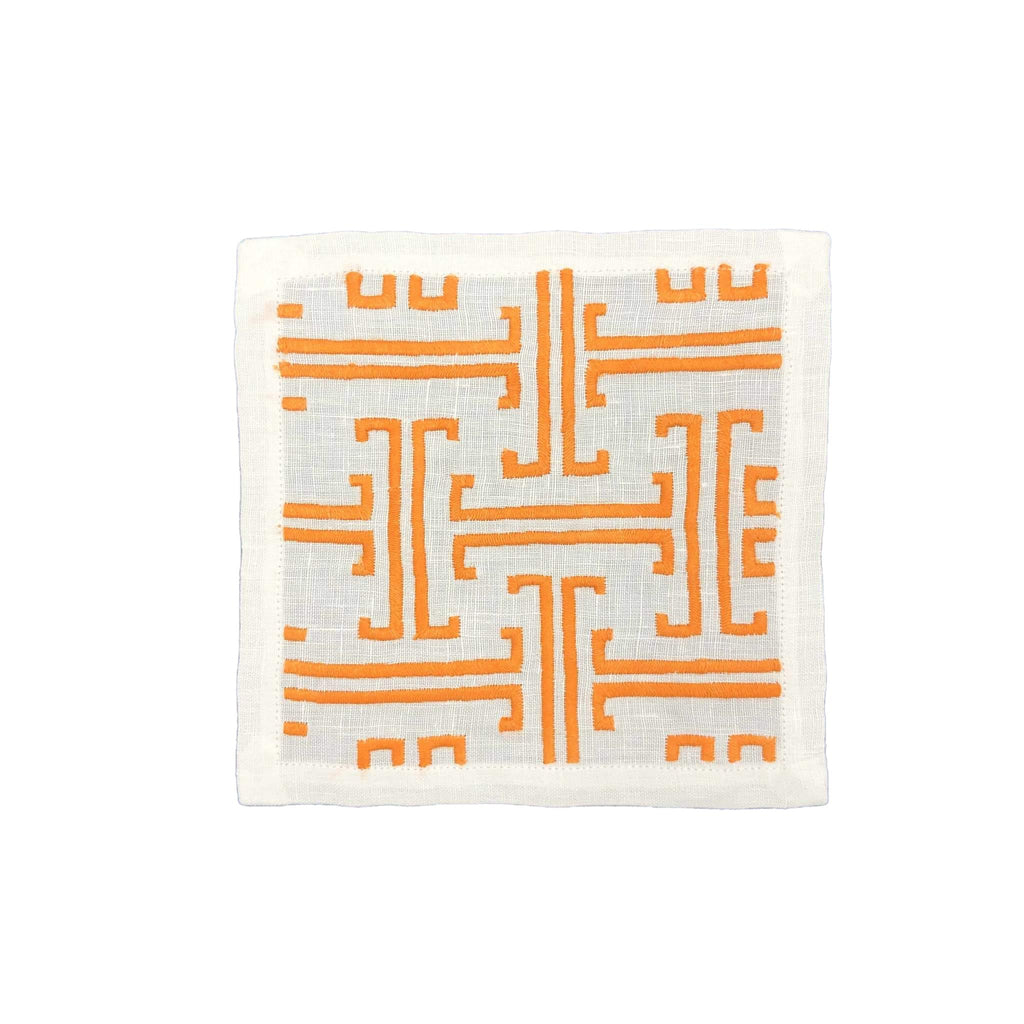 Haute Home Linen T-Design Coasters (Set of 4) - ORANGE by Haute Home